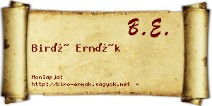Biró Ernák névjegykártya